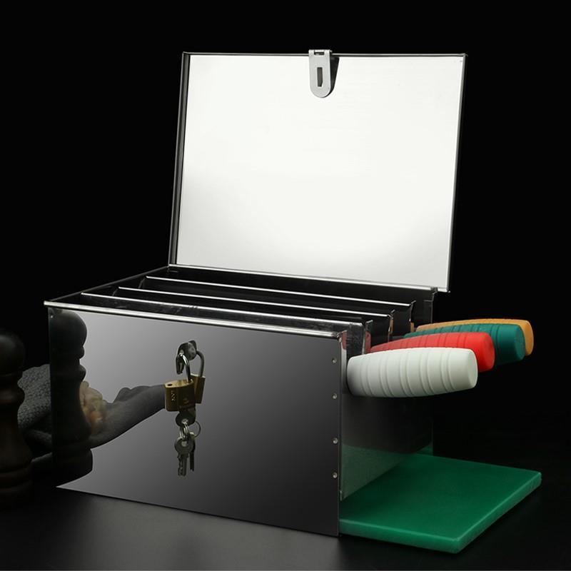 Commercial Kitchen Knife Storage - Stainless Steel Knife Holder with Lock