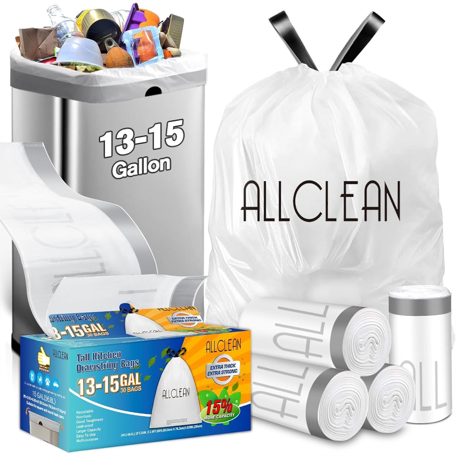Commercial Kitchen Images - Tall Kitchen Trash Bags 13-15 Gallon,
