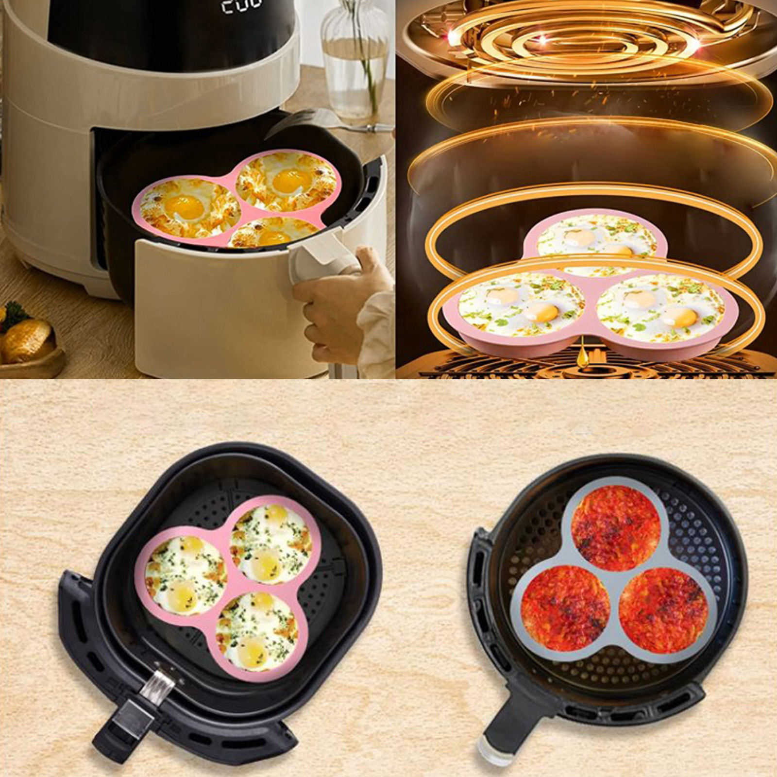 1/2pcs Silicone Air Fryer Egg  – Commercial Kitchen Pots And Pans Bewertung und Preis