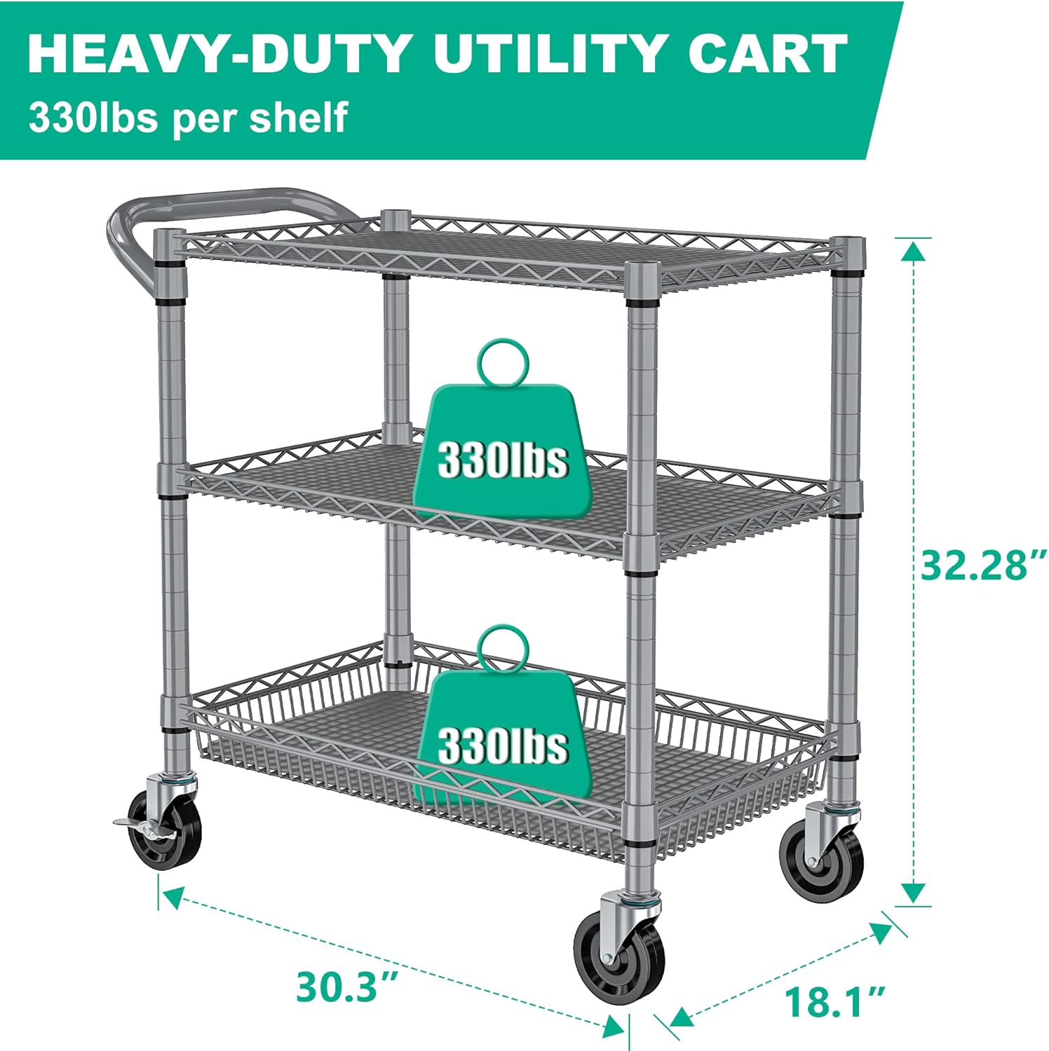 Heavy Duty Rolling Cart 990LBS – Commercial Kitchen Images Bewertung und Preis